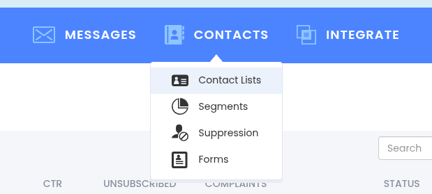 menu to contact lists